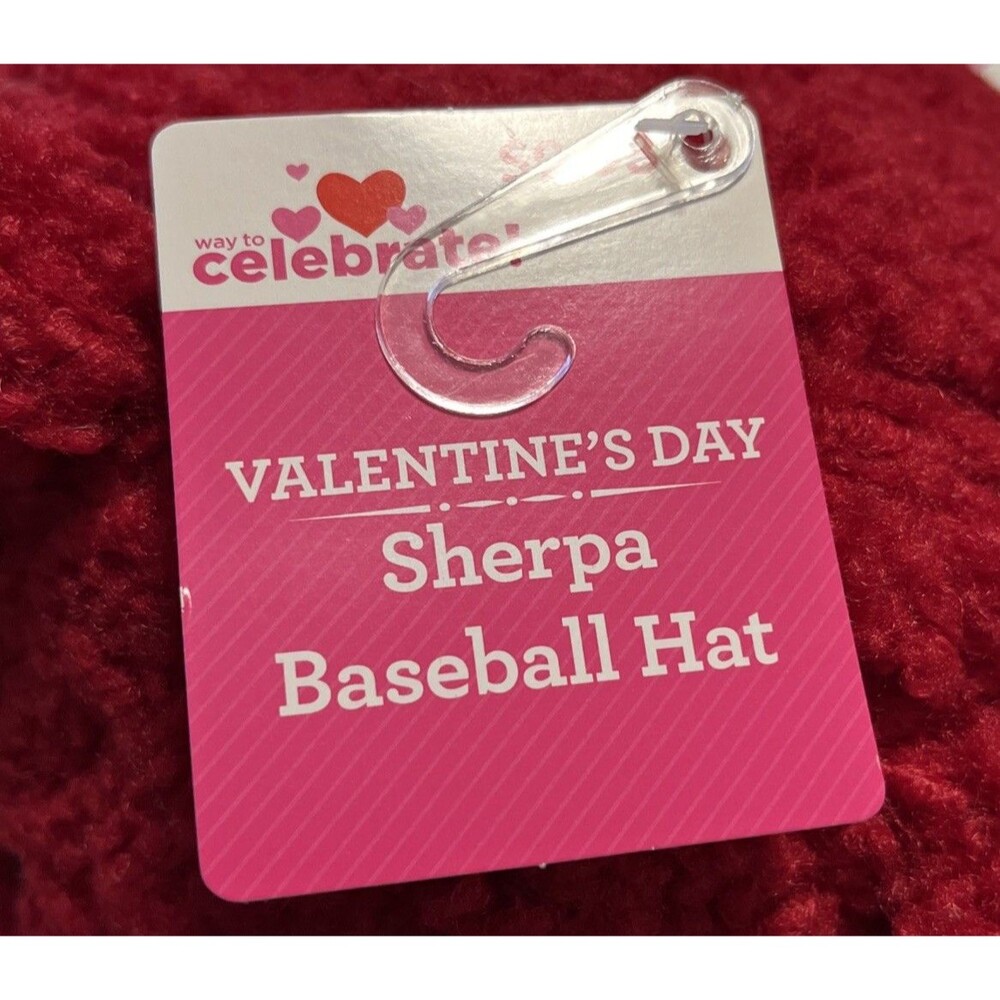Way to Celebrate Red Sherpa Bear Baseball Cap Hat Strap back OS Adjustable - Picture 6 of 6